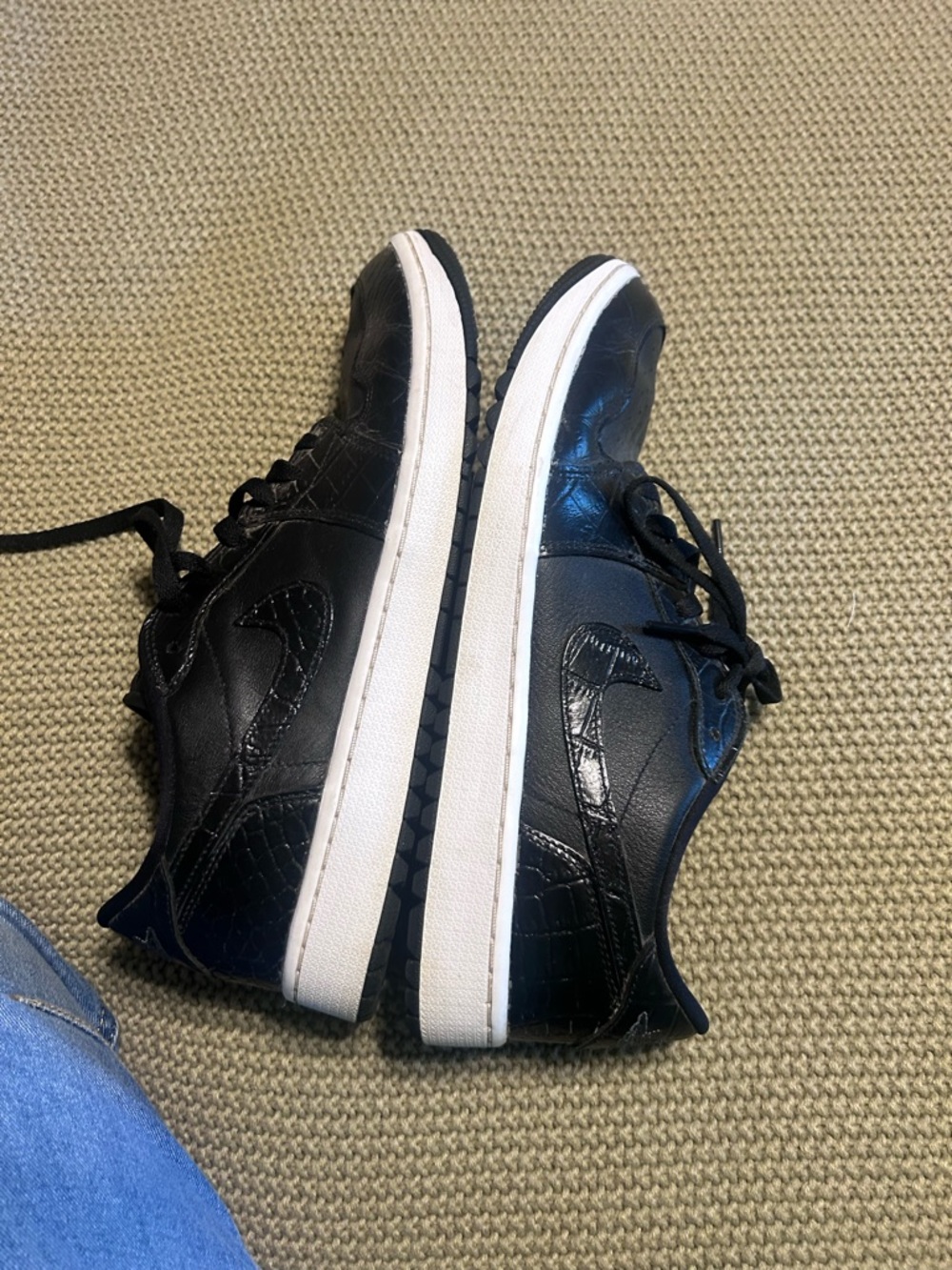 Nike Jordan Men's Black Low-Top Leather golf Sneakers with White Sole